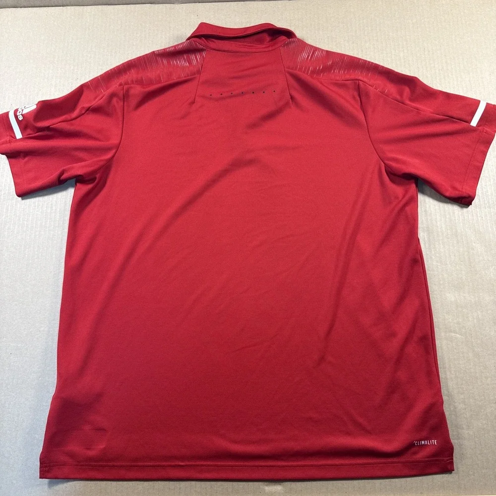 Adidas Polo Shirt Mens XL Red NC State Wolfpack NCAA Short Sleeve Climalite